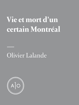 cover image of Vie et mort d'un certain Montréal